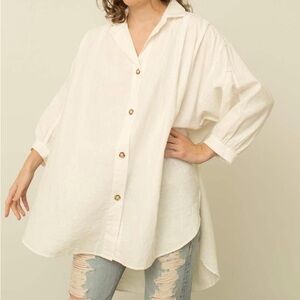 NWOT esby apparel chelle top, white cotton/linen, size XXS